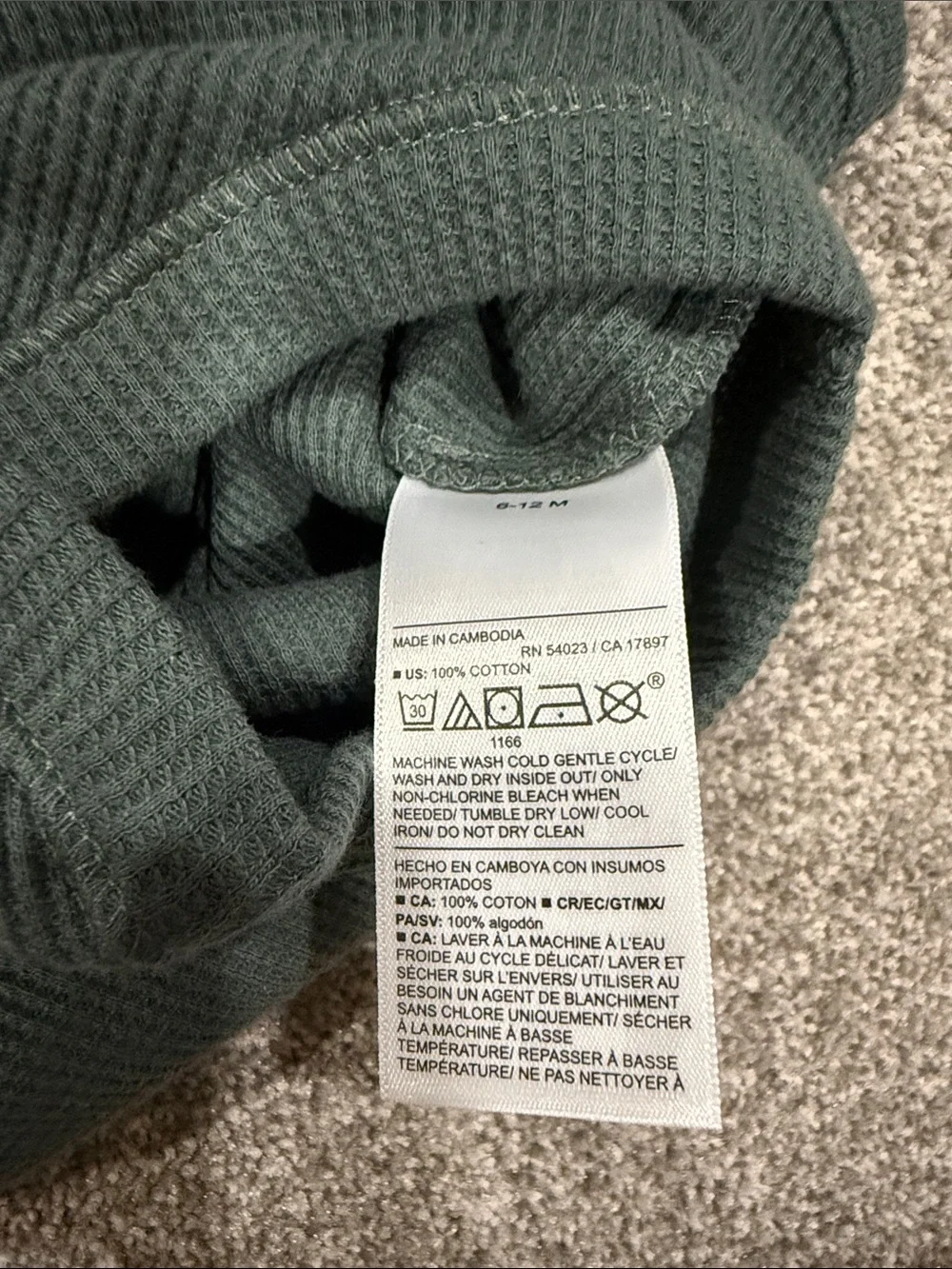 Old Navy Forest Green Ribbed Sleeveless Baby Onesie